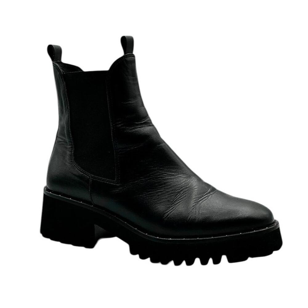 Freda Salvador Brooke Rain Boot Lug Sole Black Leather Chelsea 8 - Picture 5 of 10